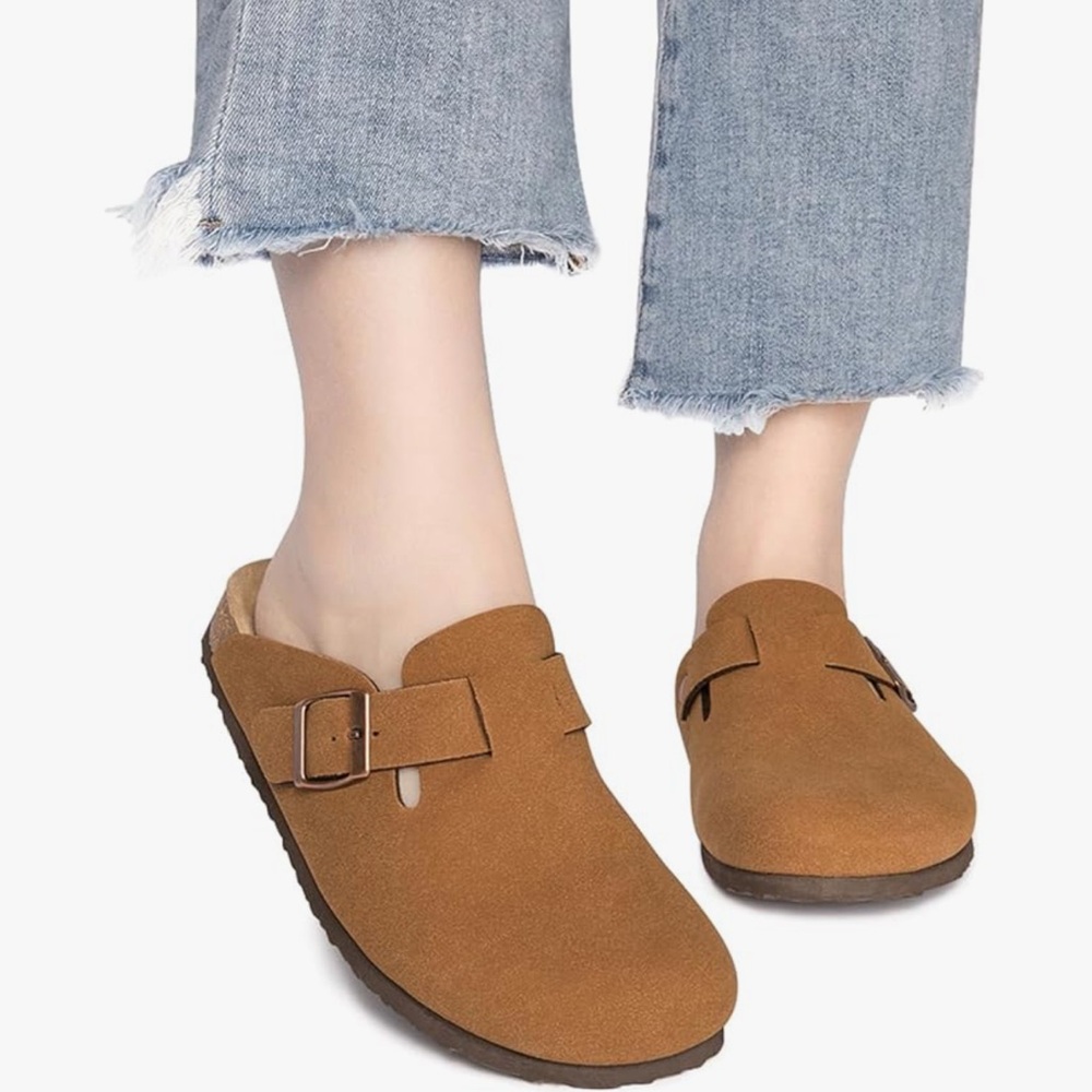 Vans Tan Suede Buckle Mules